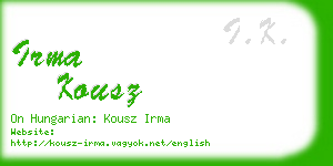 irma kousz business card